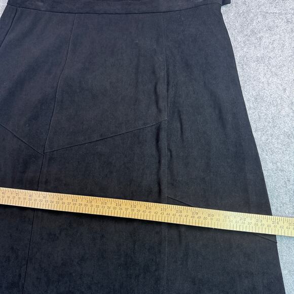 Robert Louis Women's L Black Suede Maxi Boho Lagenlook Skirt - Picture 2 of 6